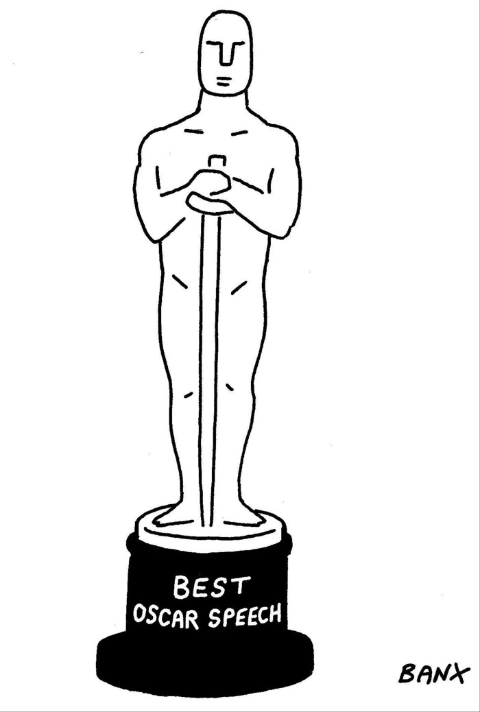 Oscar statuette with engraving: BEST OSCAR SPEECH
