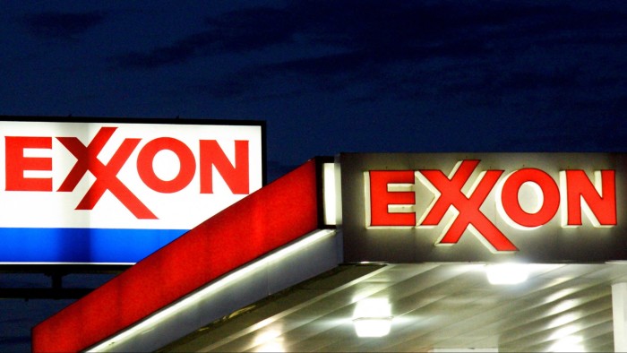 An Exxon sign at a petrol station