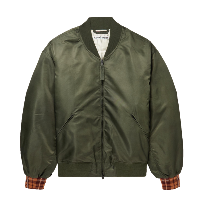 Acne Studios padded satin bomber jacket, £650, mrporter.com