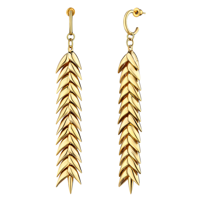 Gold-plated-brass Spikelet long earrings, €200