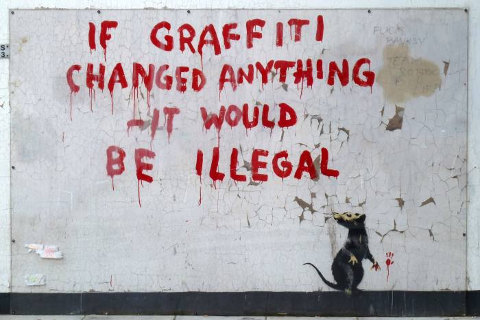 Street art by Banksy in Fitzrovia, London, 2011