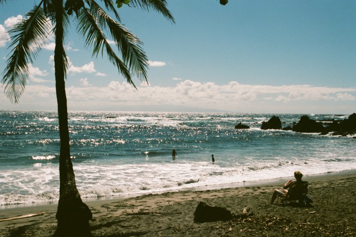 The white-sand Hamoa beach on the east end of the island of Maui 