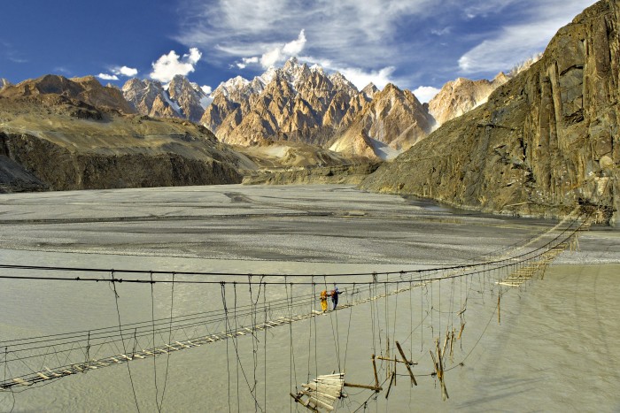 The one-kilometre Hussaini suspension bridge in Hunza