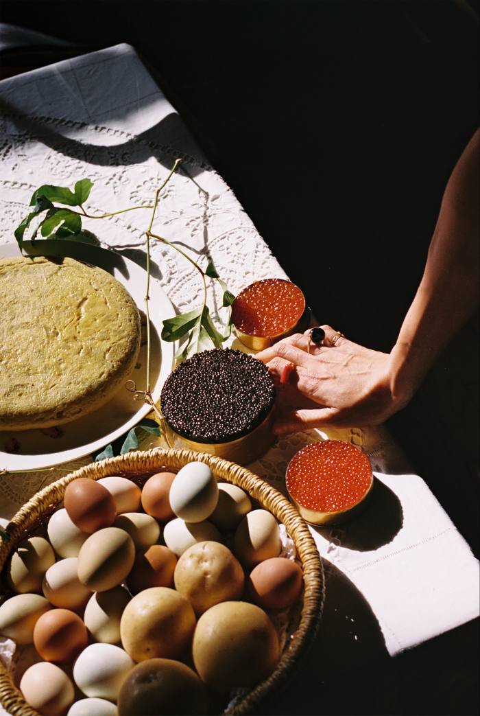 Potatoes, caviar, and eggs to match Gohar’s jewellery