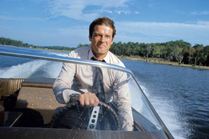 Roger Moore in Live and Let Die, piloting A Glastron GT-150