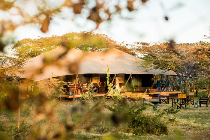 The camp is made up of six stylishly furnished canvas tents