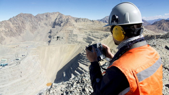 A worker is seen at Anglo American’s Los Bronces copper mine in Chile