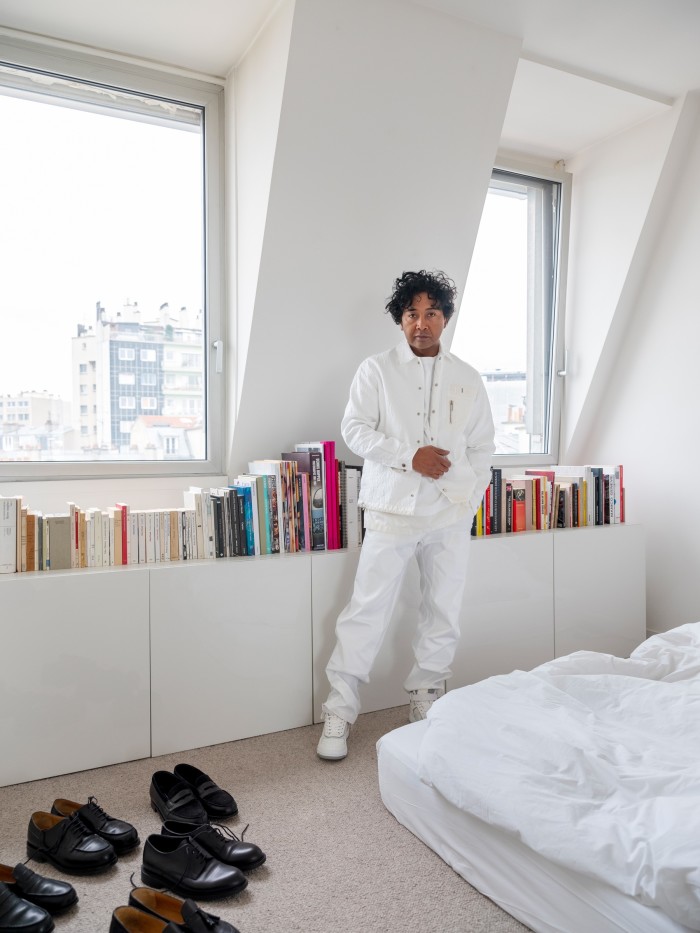 Artist Joël Andrianomearisoa at home in Paris
