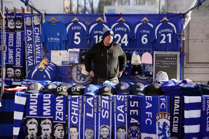 Chelsea merchandise for sale before a game