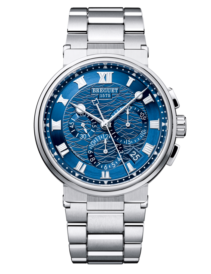 Breguet’s most recent model to support the Race for Water Foundation, which raises awareness of ocean pollution, is the Marine 5527 Chronograph (£48,900)