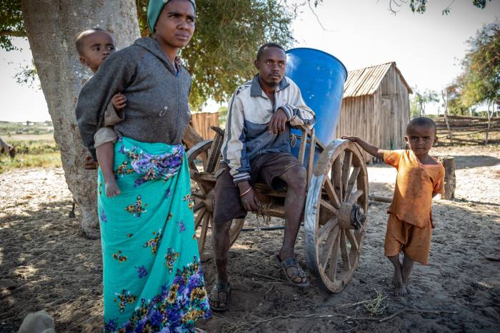 Smallholder Tsilahara Monja and family in southern Madagascar