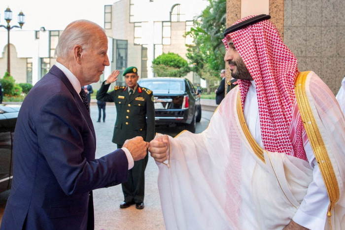 Joe Biden fistbumps Prince Mohammed