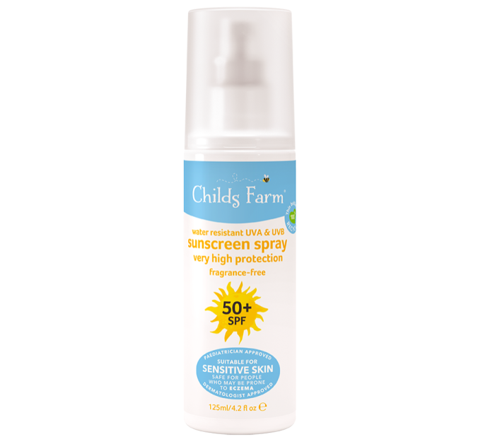 Child’s Farm 50+ SPF sun lotion spray, £12