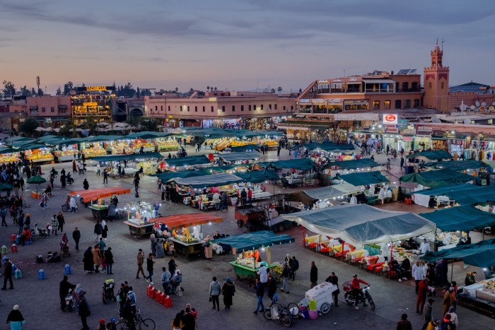 Jemaa el-Fnaa, Marrakech’s main marketplace, close to Riad Yima
