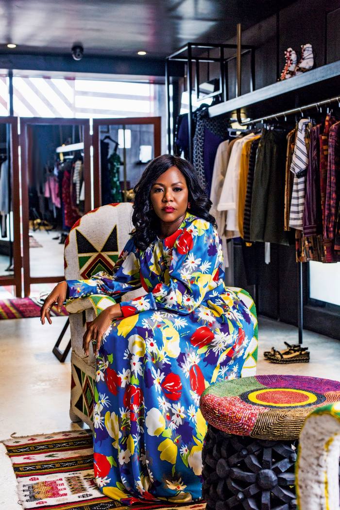 Alára owner Reni Folawiyo in her Lagos-based designer emporium