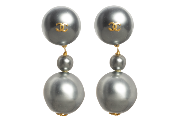 Chanel vintage grey-ball earrings, £60 for four days, 4element.co.uk