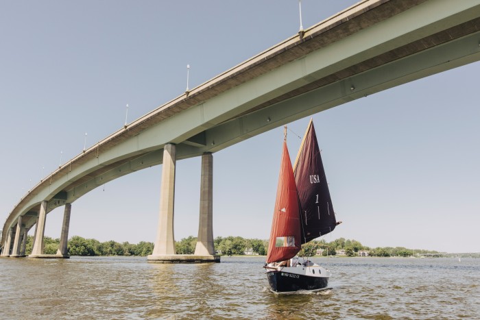 Sailing under one of the Severn’s bridges
