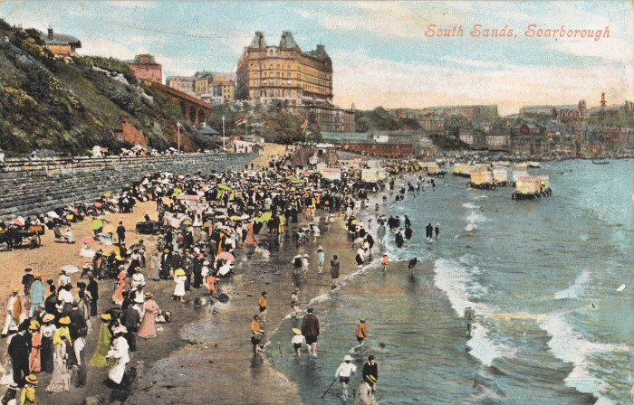 Postcard of South Sands at Scarborough in the early 1900s