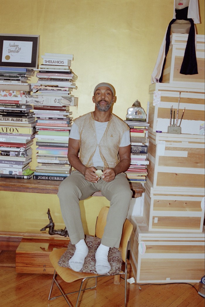 Andre Walker in his Brooklyn home and studio – the designer first showed in a New York nightclub in 1981, aged 15