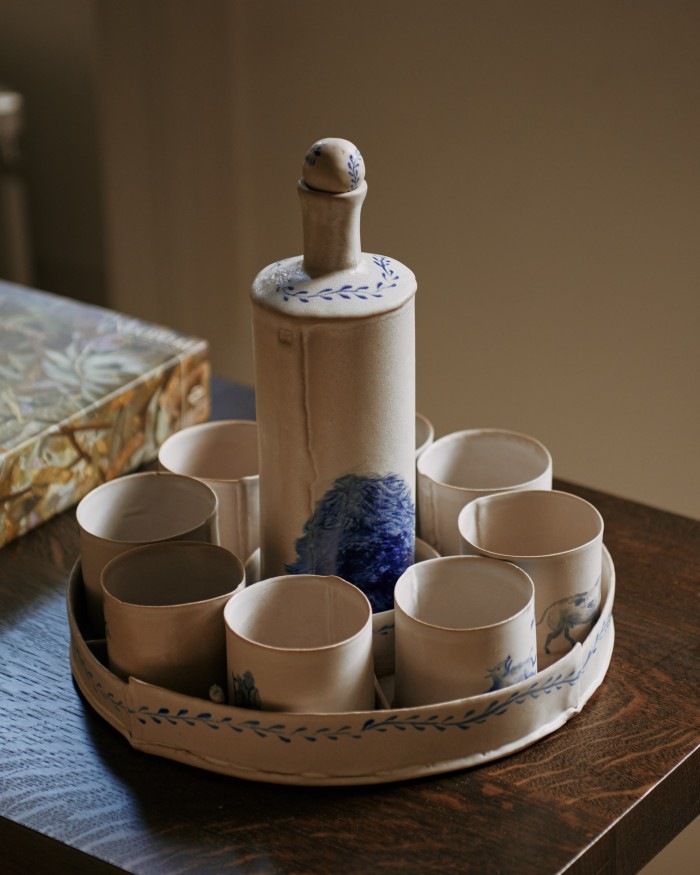 A ceramic drinking set in the kitchen