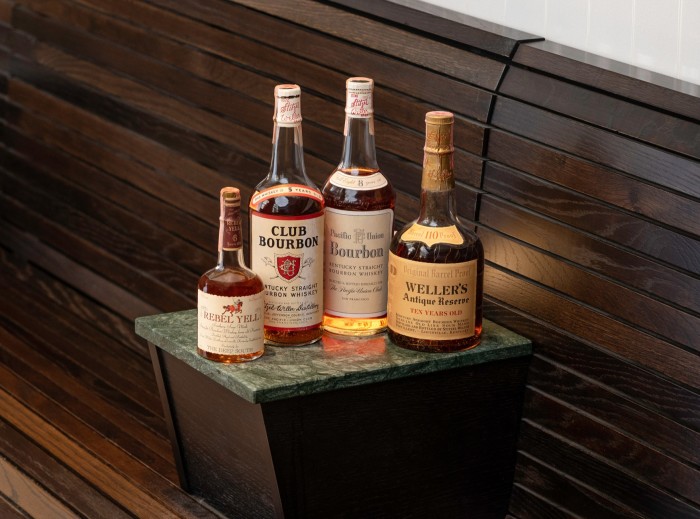 Bottles distilled at the Stitzel-Weller distillery: Rebel Yell, Club Bourbon, Pacific Union and Weller – known as “baby Pappy”
