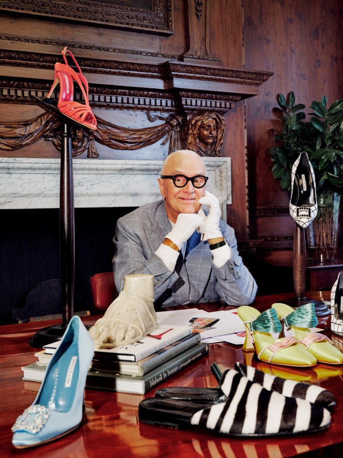Manolo Blahnik at his company’s new headquarters in London
