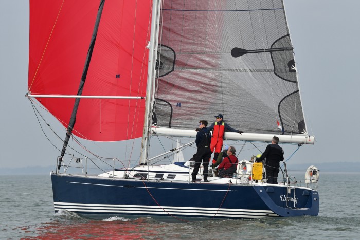 The author and crew onboard skipper Charles Bull’s Unruly, training for the upcoming Fastnet