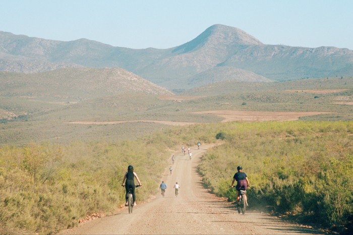 Riding along the Kammanassie road in South Africa