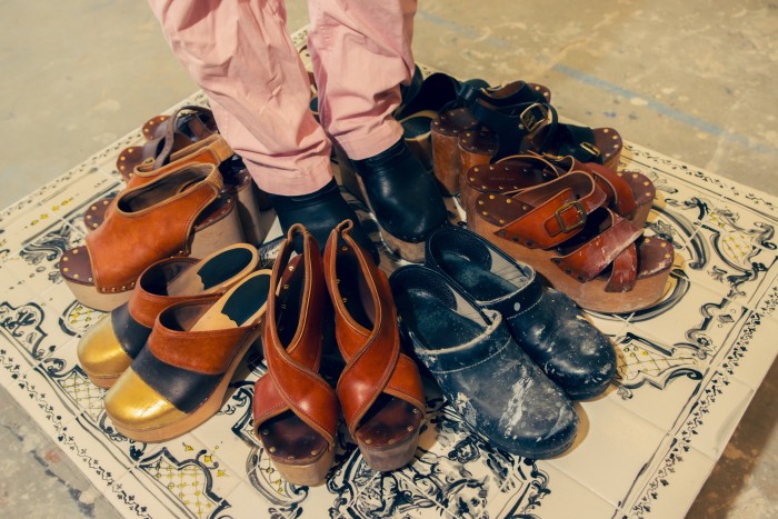 Some of her collection of clogs