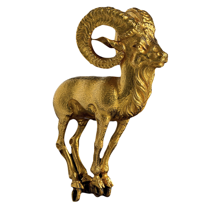 Ornament in the form of a ram, Tillya tepe, gold, 1st century B.C