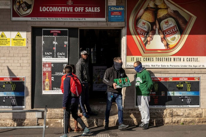 Outside a liquor store in Cape Town, South Africa in August