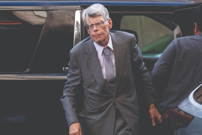 US author Stephen King arrives to testify at the E. Barrett Prettyman Federal Courthouse