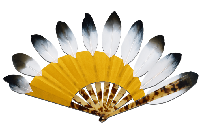 Duvelleroy gold Feathers hand-fan, POA