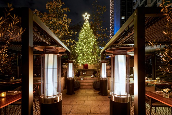 The giant glittering Christmas tree at Four Seasons’ Winter Terrace