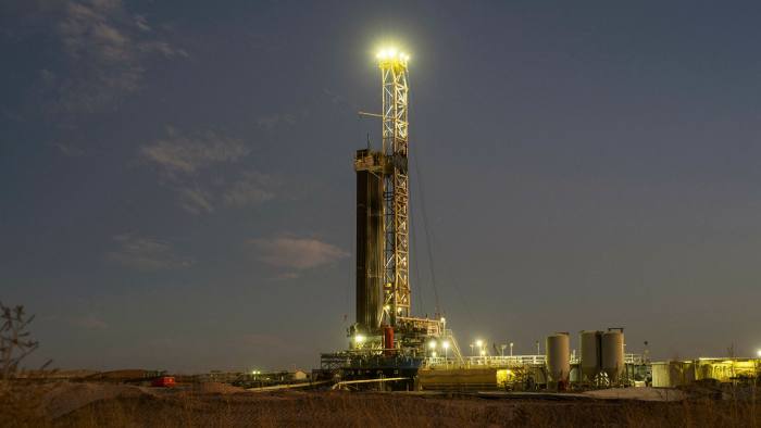 An oil drilling rig near Midland, Texas, US