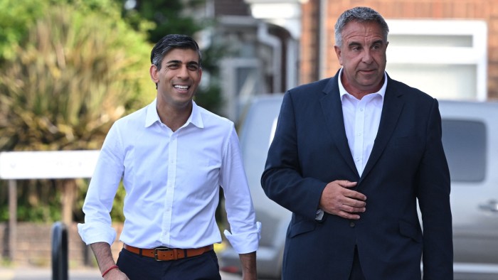 Rishi Sunak with Steve Tuckwell, the newly elected MP for Uxbridge and South Ruislip in northwest London