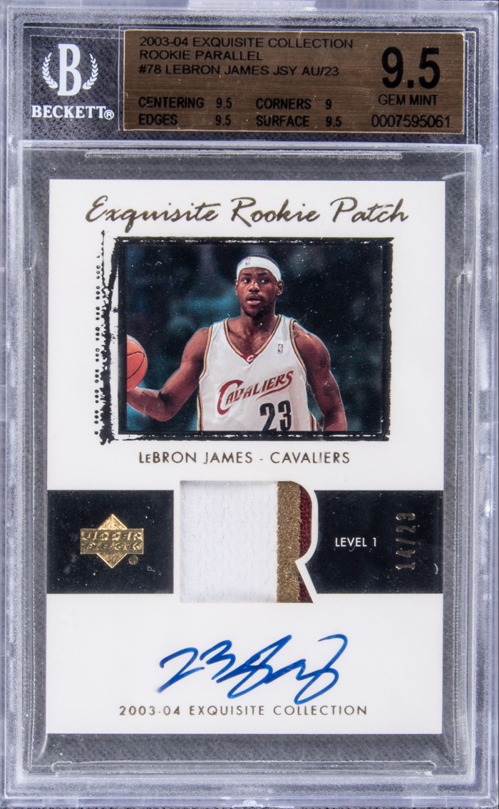 A signed LeBron James rookie card, sold by Goldin Auctions for $1.8m in July 2020