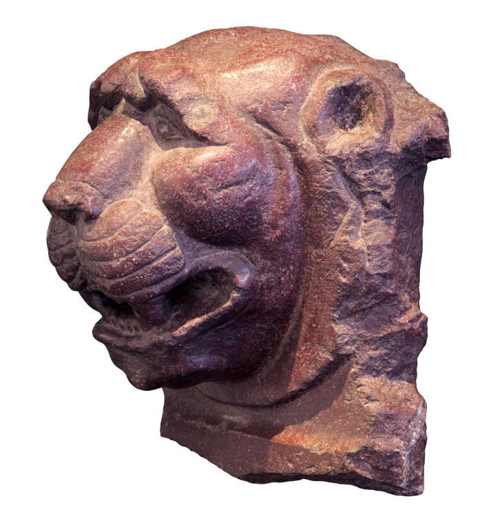 A 2nd-century porphyry lion’s head