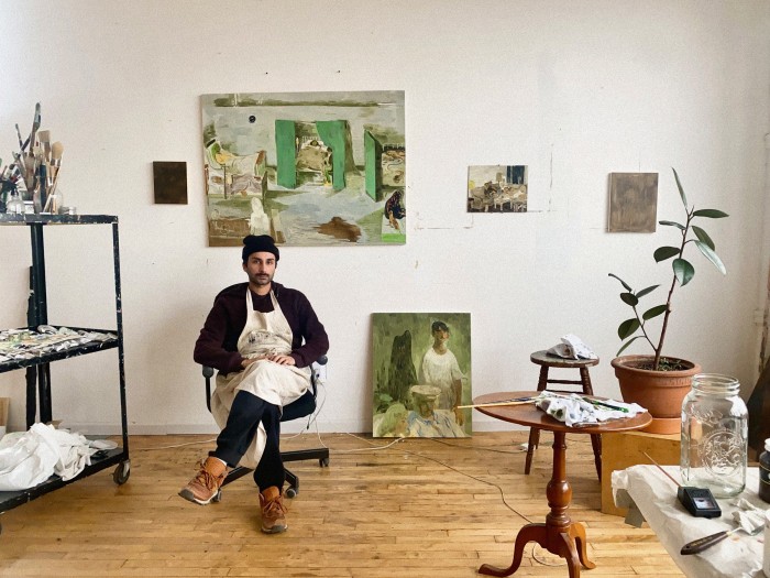 A self-portrait of the artist in his studio