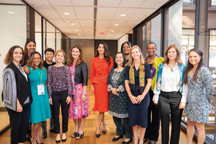Melinda French Gates, Olivia Leland and Amal Clooney with members of Co-Impact’s board of directors and advisory board, and program partners at the United Nations General Assembly in 2022
