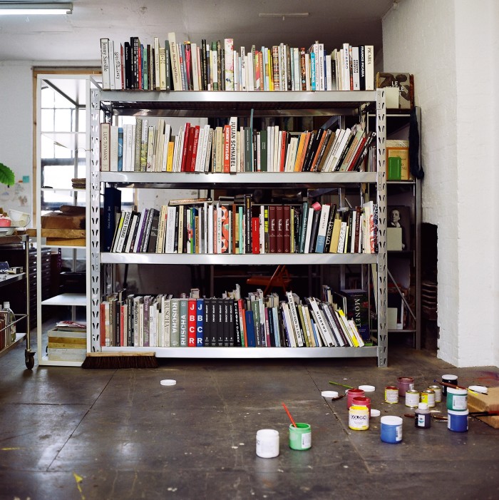 Books in his Hackney studio
