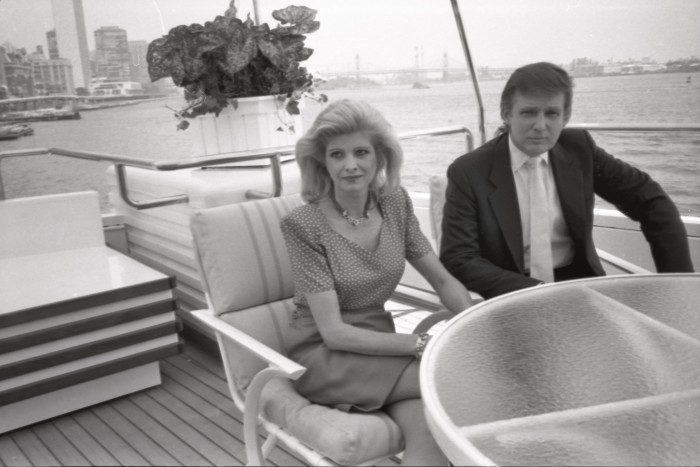 Donald Trump and his wife Ivana aboard the Trump Princess, formerly known as Nabila, in 1988