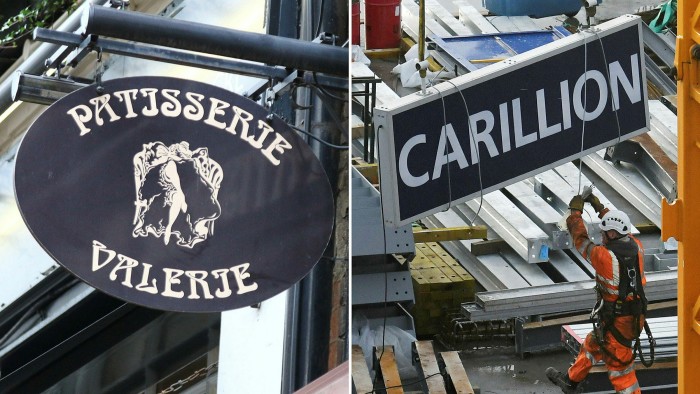 Logos of Patisserie Valerie and Carillion