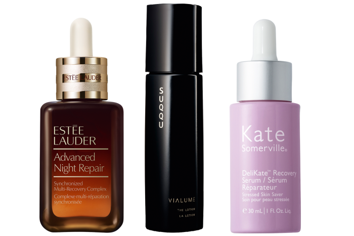 Estée Lauder Advanced Night Repair, £82 for 50ml. Suqqu Vialume The Serum, £150 for 50ml. Kate Somerville DeliKate Recovery Serum, £70 for 30ml