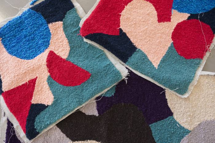 Test pieces for the hand-knotted rugs