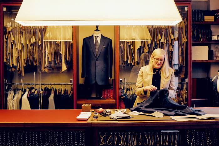 Kathryn Sargent, Savile Row’s first female master tailor, in her Brook Street tailoring house