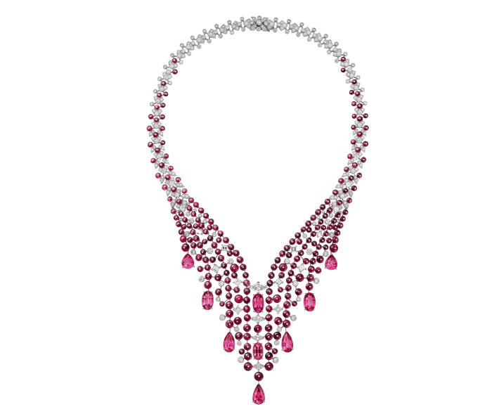 Cartier white gold, spinel and diamond necklace