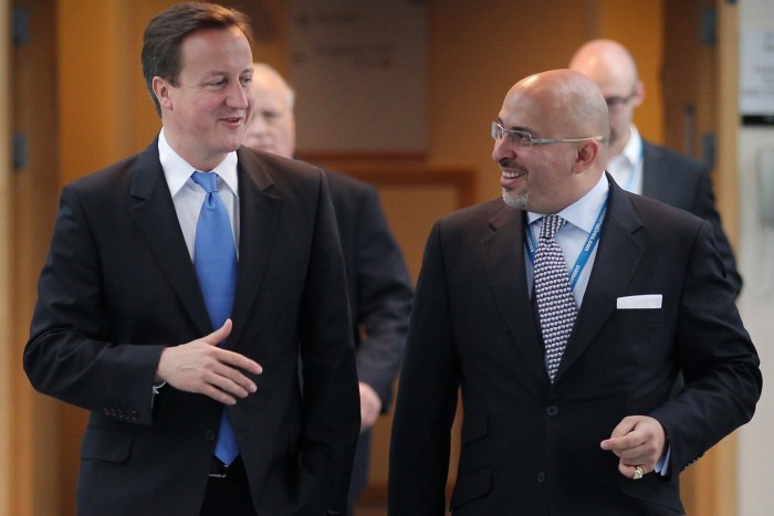 David Cameron walks with Nadhim Zahawi in 2010