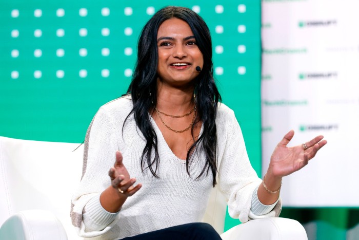 Ami Gan, then CEO of OnlyFans, addresses the 2022 TechCrunch Disrupt conference in San Francisco