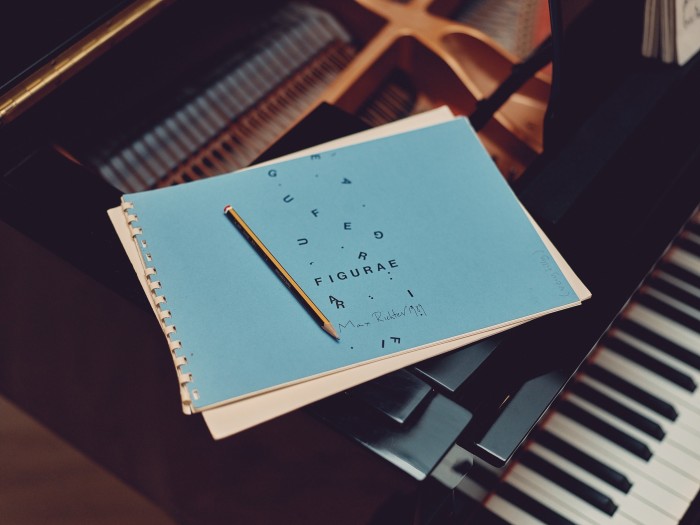 One of Richter’s notebooks on his Yamaha grand piano
